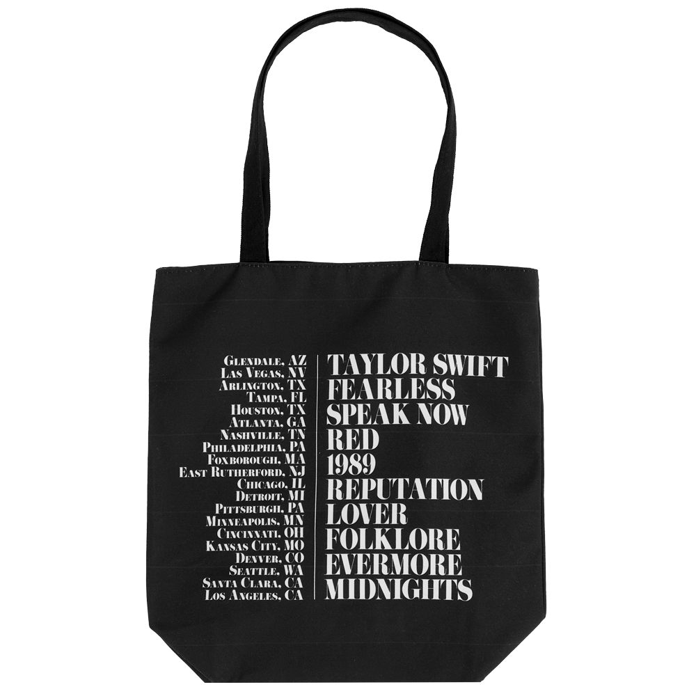 Taylor Swift | The Eras Tour Through LA Black Tote Bag back